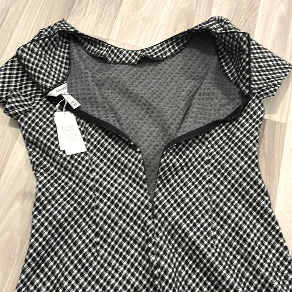 Spanx Ponte Black & White Plaid –‎ Stretch Fabric Elegant Checkered Dress Size S